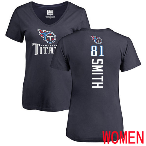 Tennessee Titans Navy Blue Women Jonnu Smith Backer NFL Football 81 T Shirt